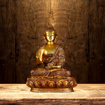 SUPER FINE BRASS BUDDHA STATUE HEIGHT 16.5 INCH