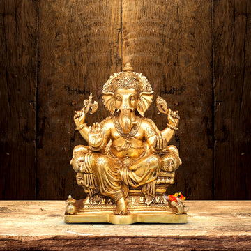 LARGE SIZE BRASS ANTIQUE GANESH IDOL HEIGHT 18 INCH