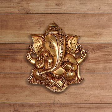 WALL HANGING BRASS LORD GANESHA PLATE HEIGHT 8.5 INCH