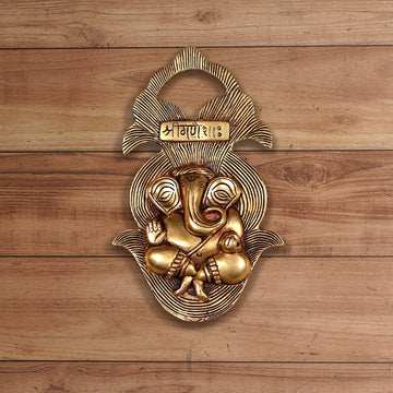 WALL HANGING BRASS LORD GANESHA PLATE HEIGHT 10 INCH