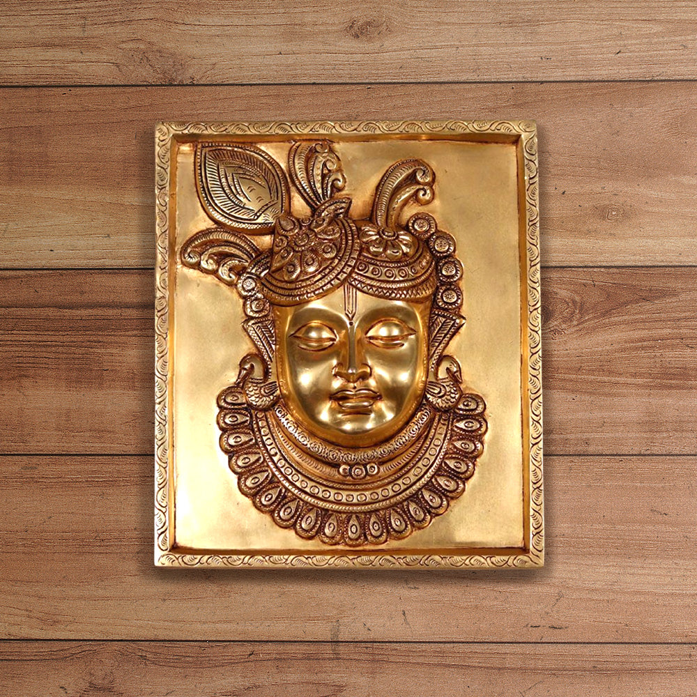 WALL HANGING BRASS SHREENATH JI IDOL HEIGHT 11.3 INCHES