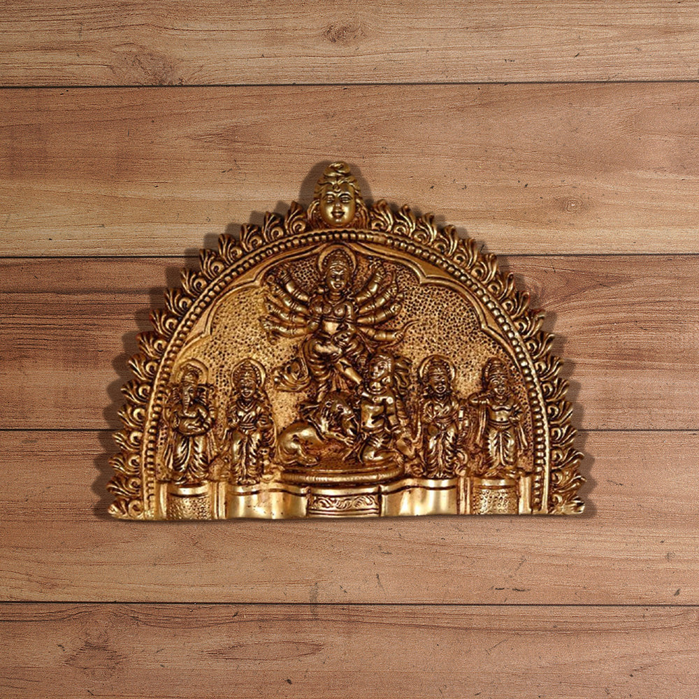 BRASS GODDESS MAHISHA MARDINI WALL HANGING