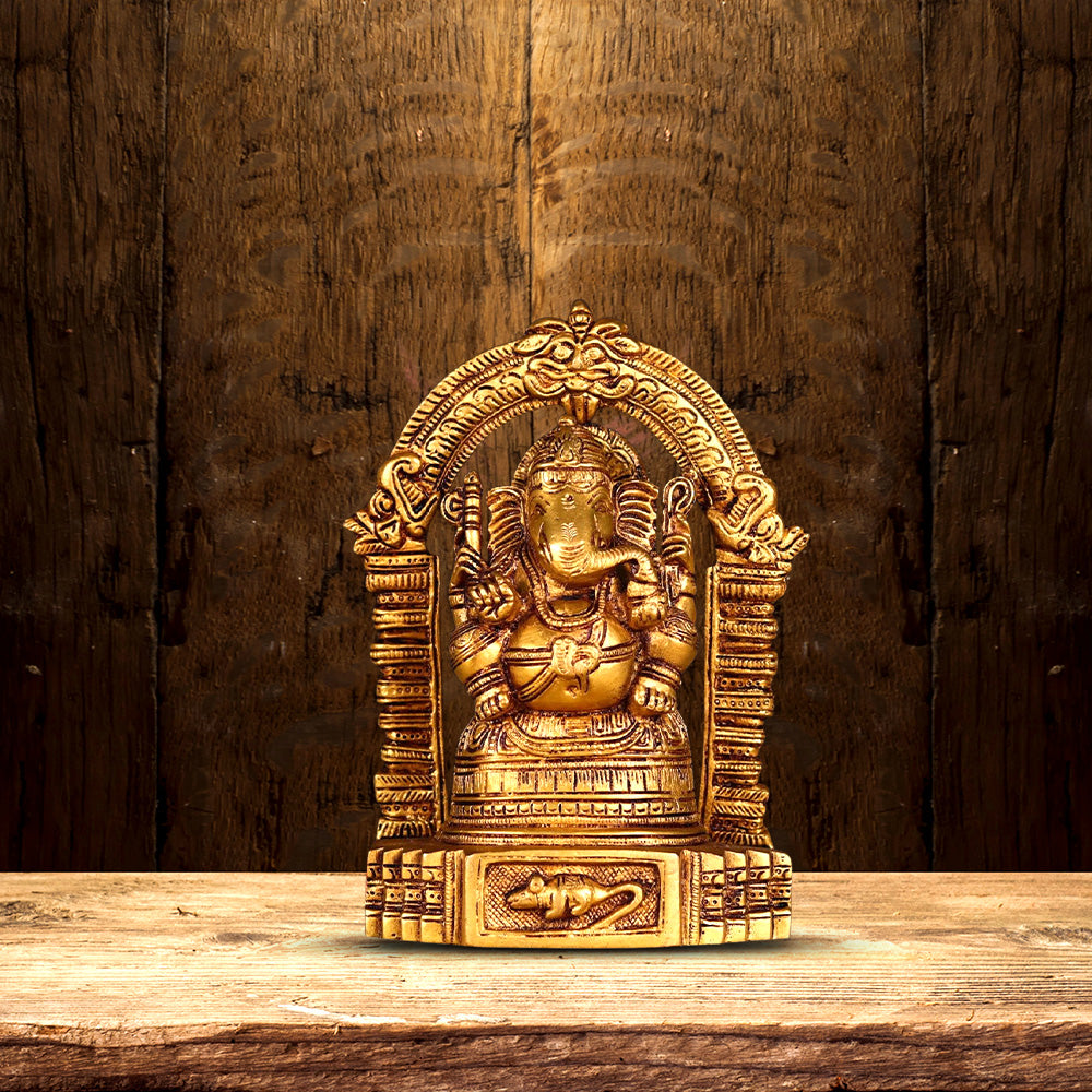 BRASS FRAME GANESHA IDOL HEIGHT 8 INCH