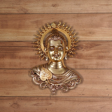 BRASS LORD BUDDHA BUST WALL HANGING 16 INCH HEIGHT