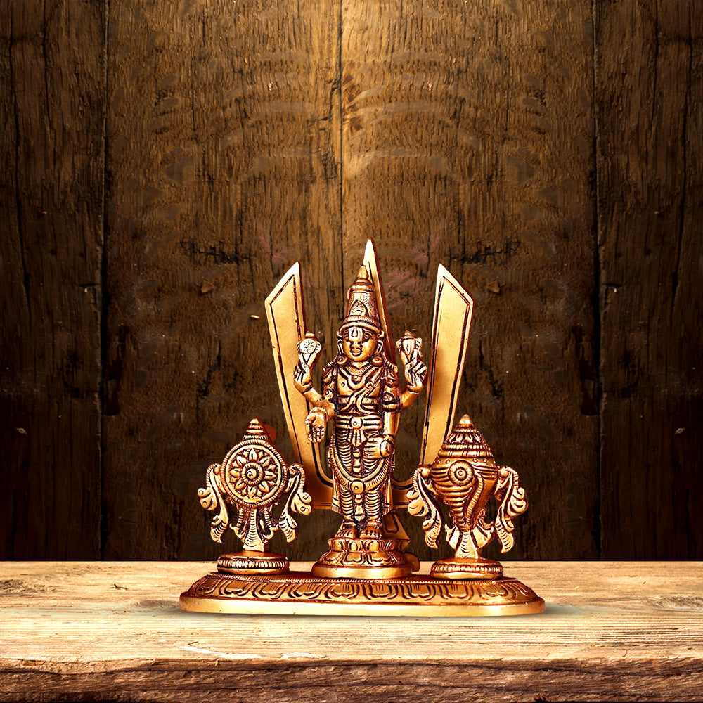 BRASS TIRUPATI BALAJI WITH SANKHA CHAKRA AND NAMAH