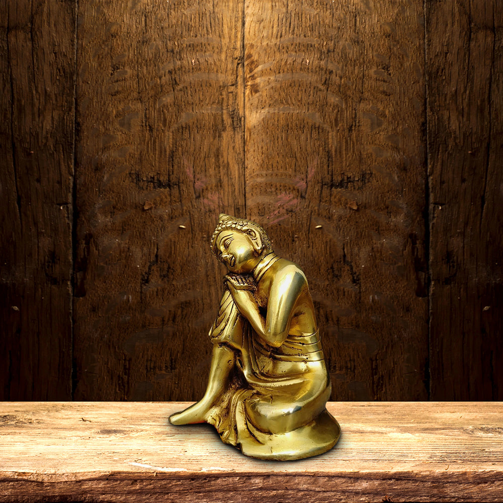 BRASS RELAXING BUDDHA STATUE HEIGHT 5.5 INCH