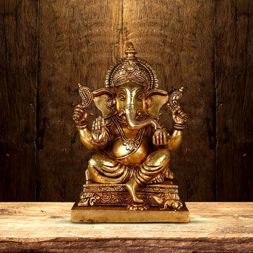 BRASS GANESHA MURTI HEIGHT 12 INCH