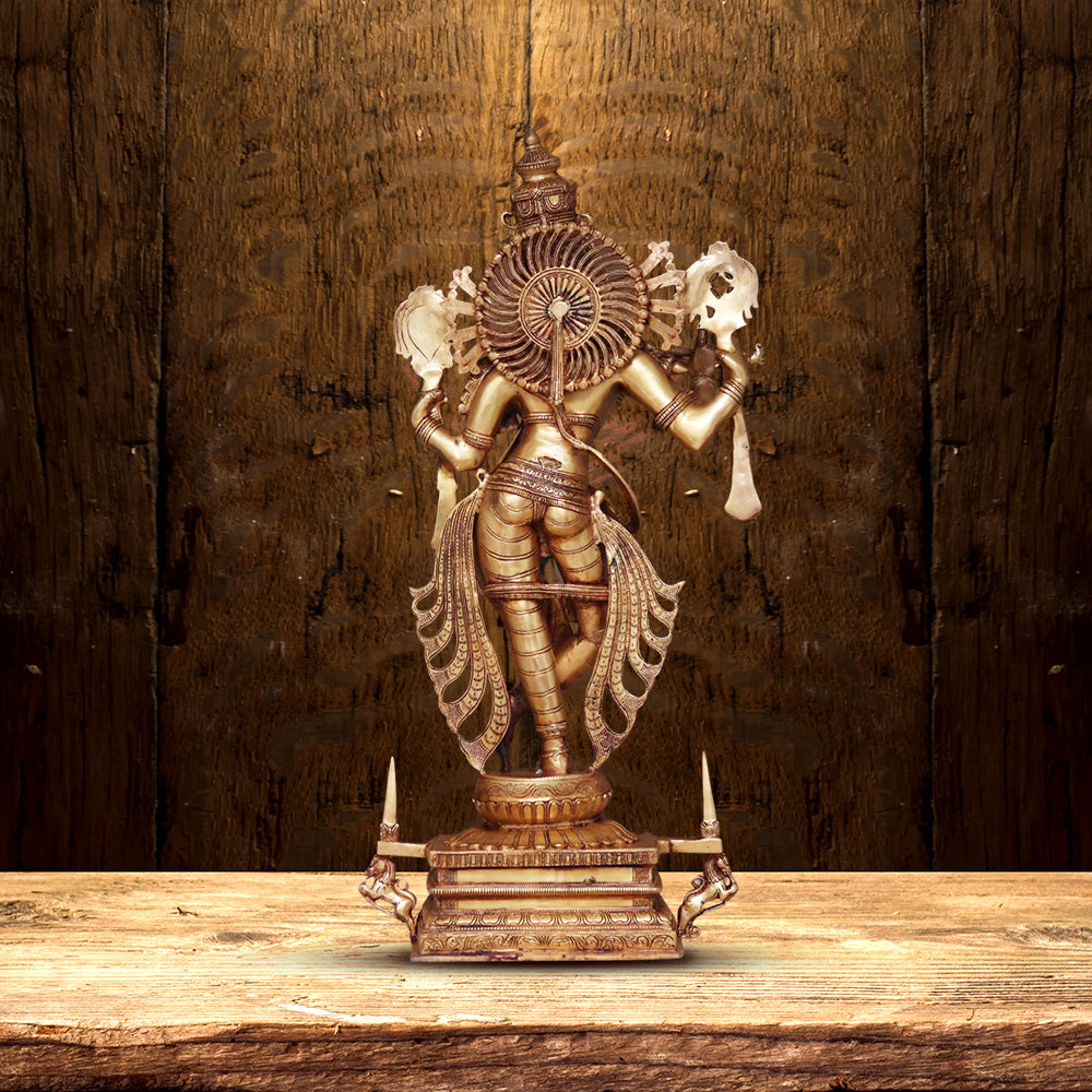 BRASS LARGE SIZE KRISHNA IDOL WITH SANKHA CHAKRA