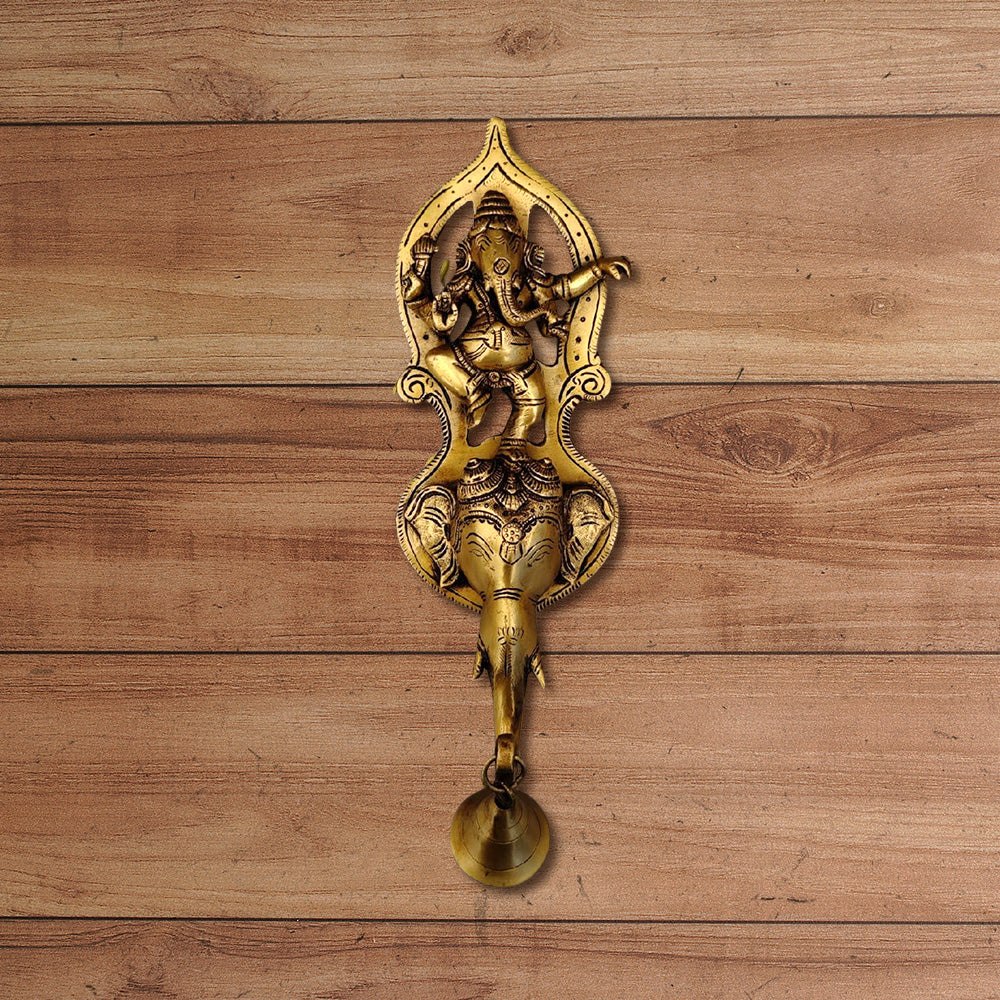 BRASS WALL DECOR GANESH IDOL WITH BELL