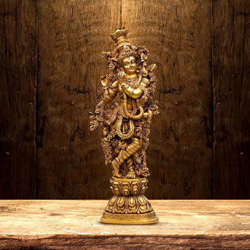 SUPER FINE BRASS KRISHNA STATUE HEIGHT 29.5 INCHES