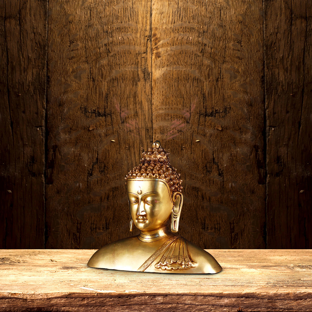 BRASS BUDDHA STATUE FACE HEIGHT 11.5 INCH