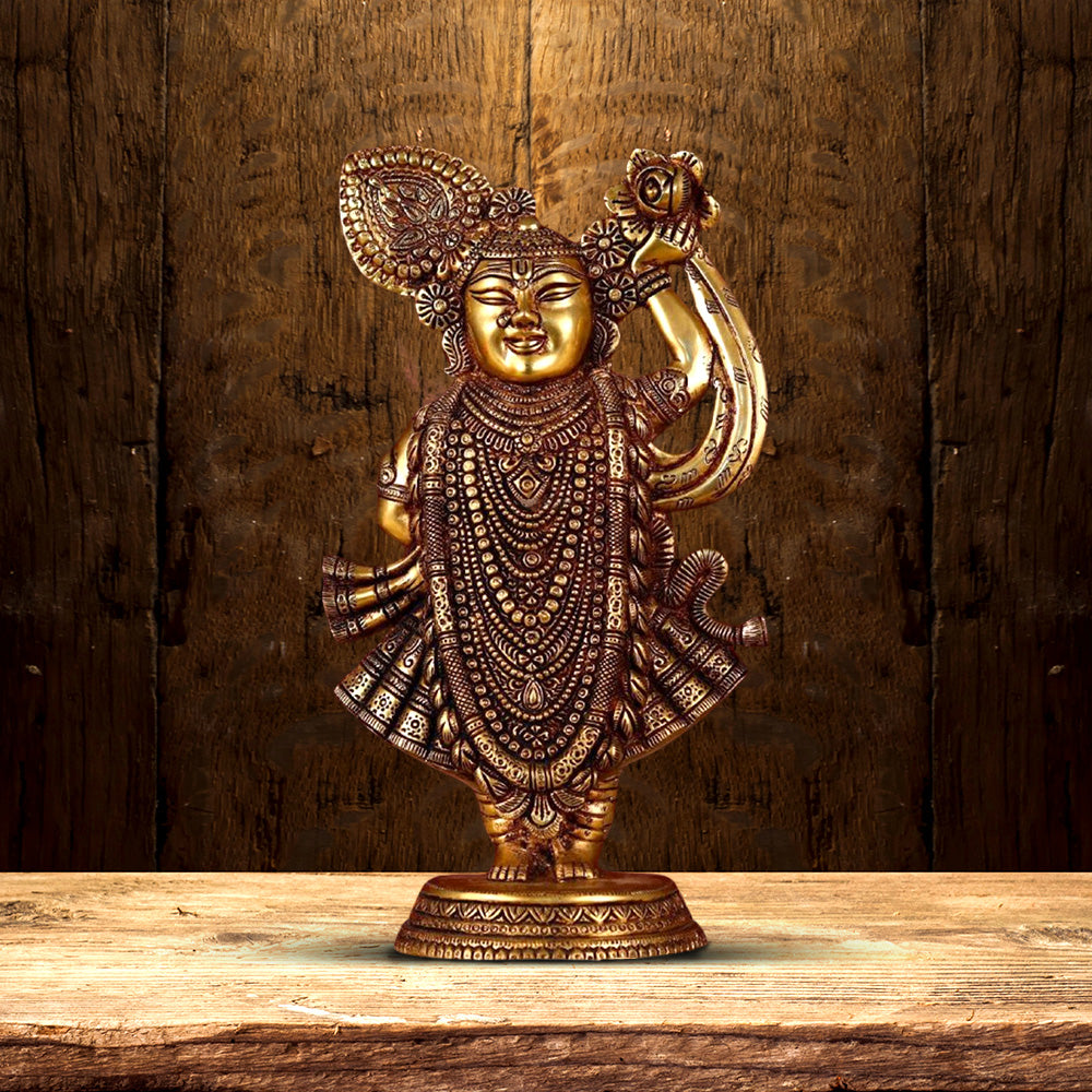 BRASS SHREENATH JI IDOL HEIGHT 13 INCHES