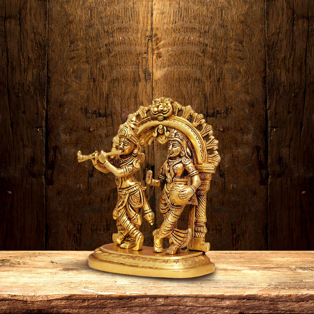 BRASS RADHA KRISHNA IDOL 8.6 INCHES