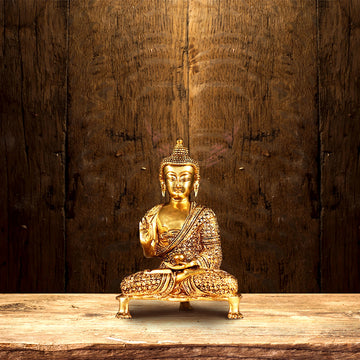 GOLDEN COLOR BRASS BUDDHA STATUE HEIGHT 9.1 INCH