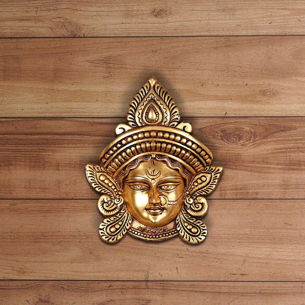 BRASS DURGA MATA WALL HANGING FACE HEIGHT 7 INCH