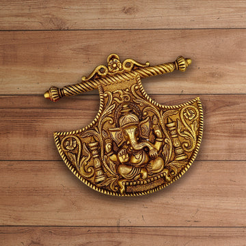 WALL HANGING BRASS GANESHA HEIGHT 10 INCH