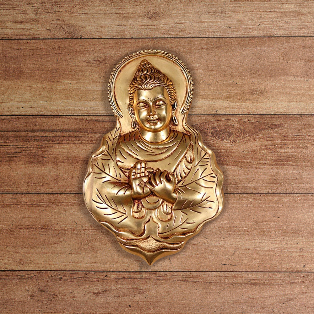 BRASS LORD BUDDHA BUST WALL HANGING 12 INCH HEIGHT