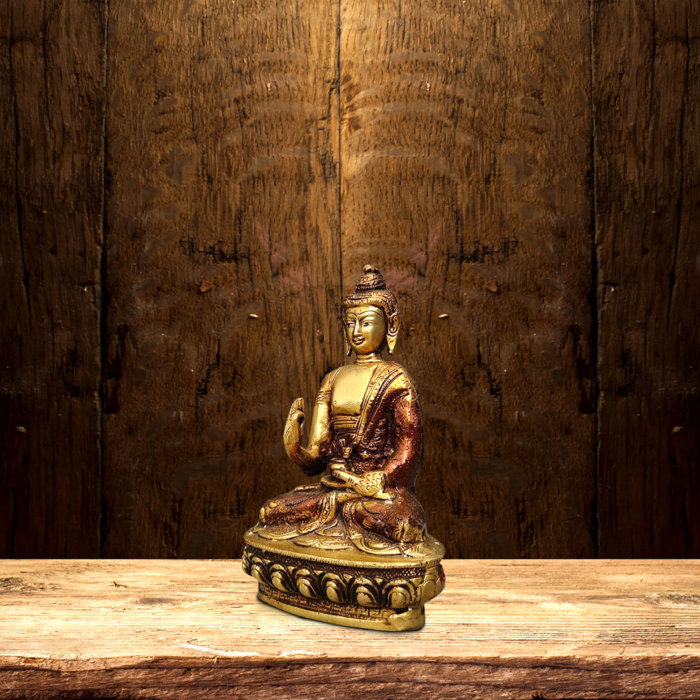 BRASS BUDDHA STATUE HEIGHT 8 INCH