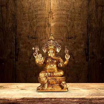 SUPER FINE BRASS GANESHA IDOL HEIGHT 12.1 INCH