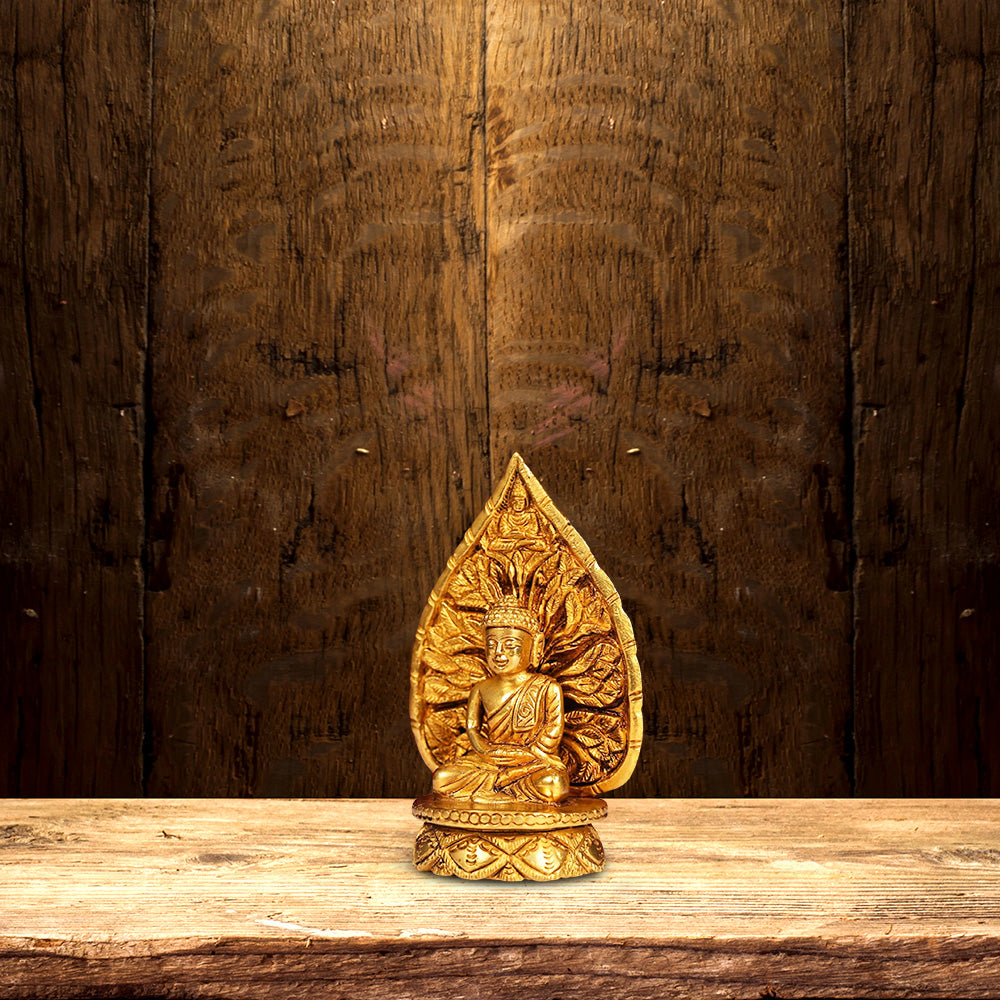 BRASS LEAF BUDDHA STATUE HEIGHT 6 INCH