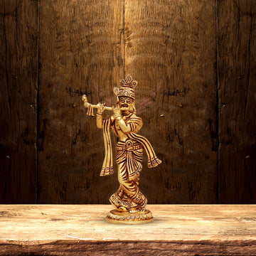 BRASS LORD KRISHNA IDOL 7.3 INCHES