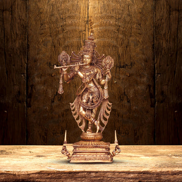 BRASS LARGE SIZE KRISHNA IDOL WITH SANKHA CHAKRA