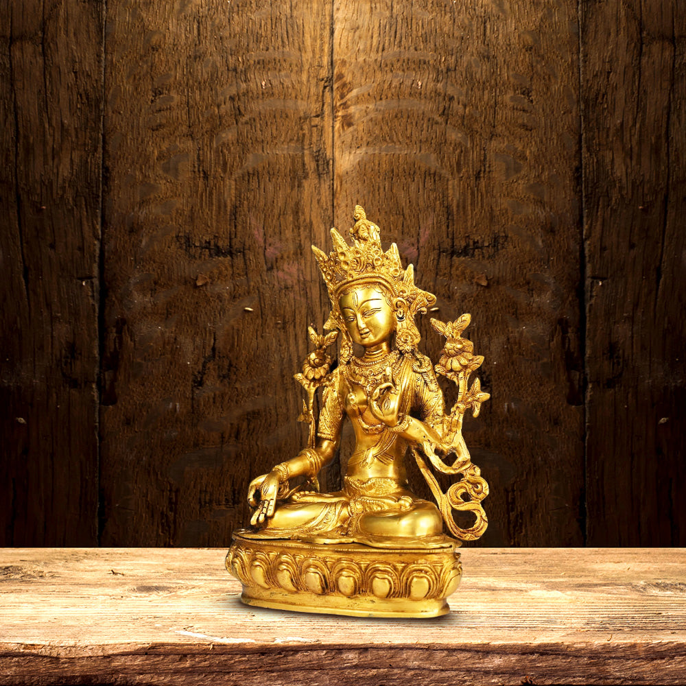 BRASS TARA DEVI IDOL HEIGHT 12.5 INCH