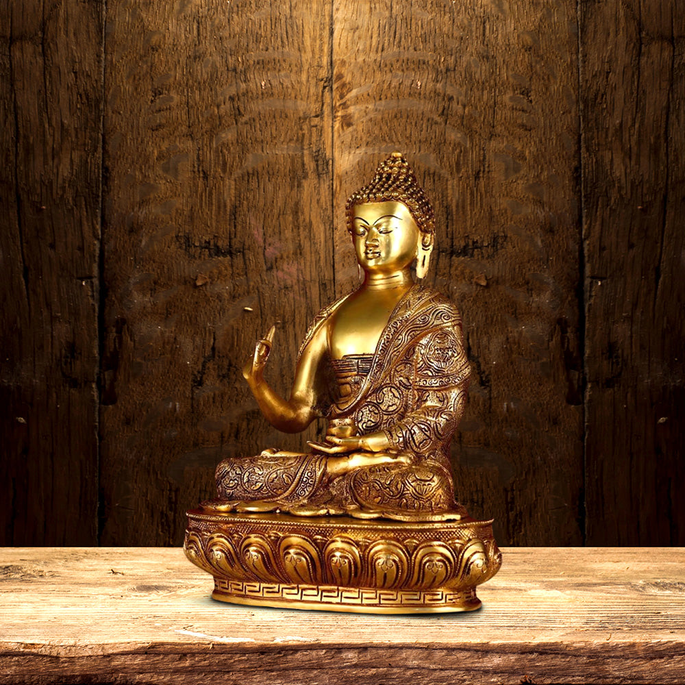 SUPER FINE BRASS BUDDHA STATUE HEIGHT 16.5 INCH