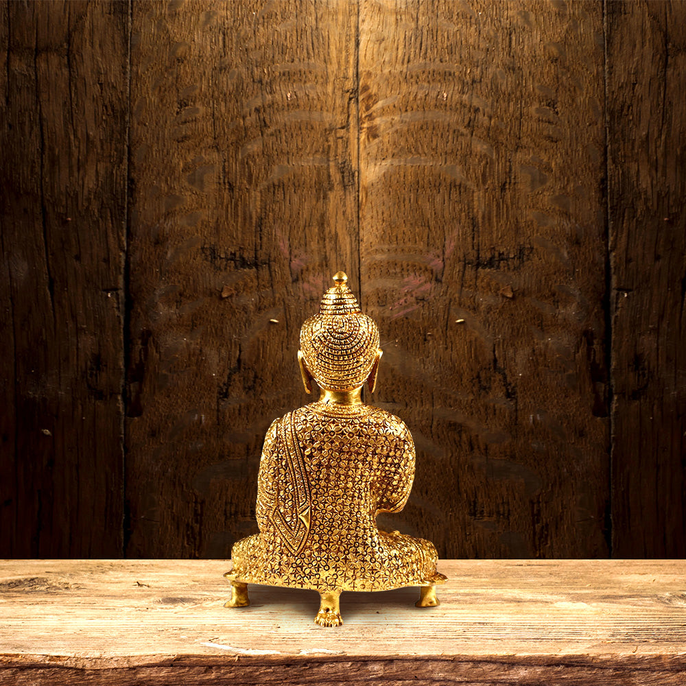 GOLDEN COLOR BRASS BUDDHA STATUE HEIGHT 9.1 INCH