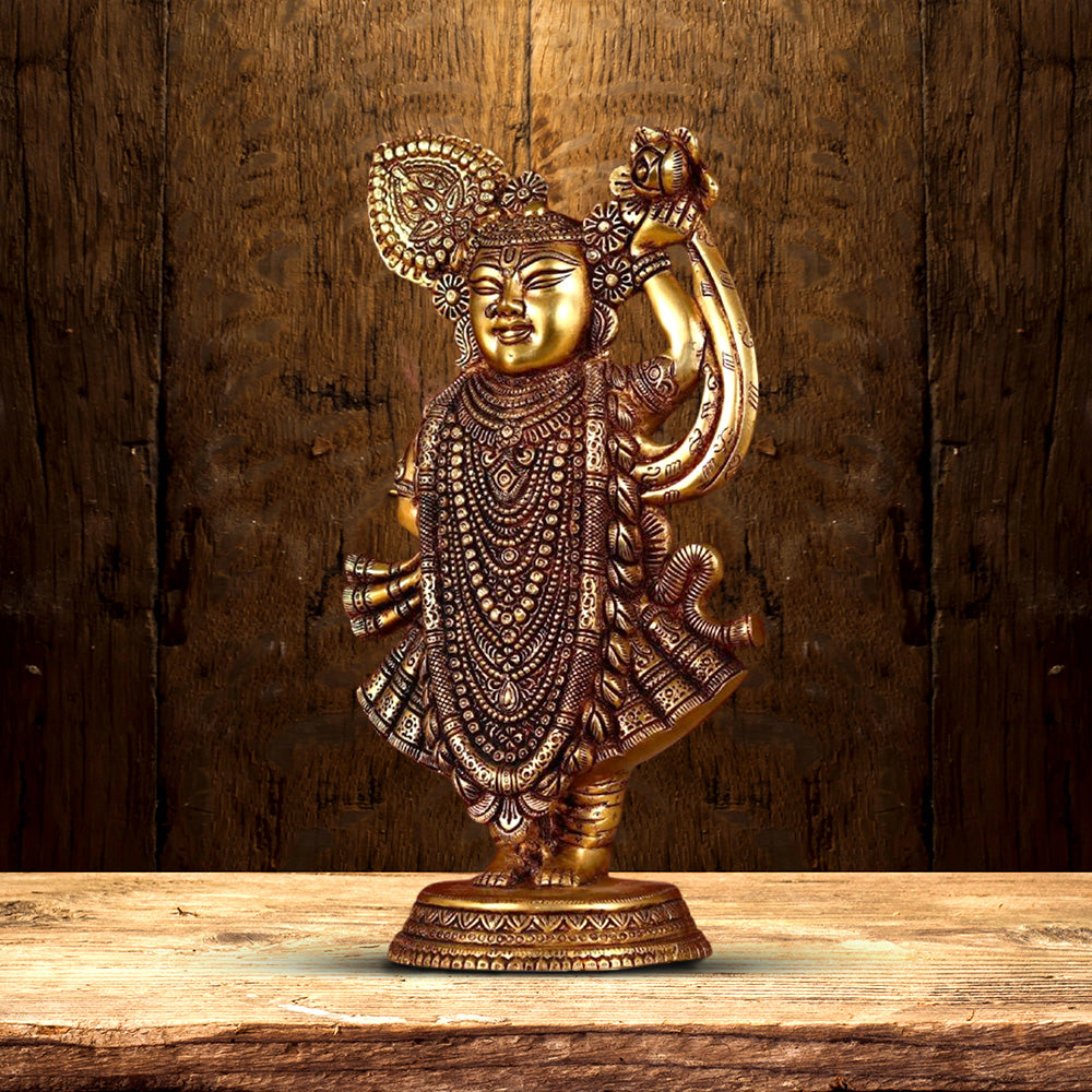 BRASS SHREENATH JI IDOL HEIGHT 13 INCHES