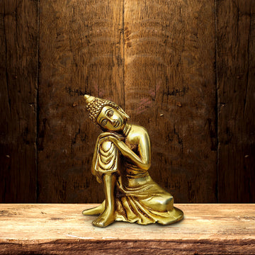 BRASS RELAXING BUDDHA STATUE HEIGHT 5.5 INCH