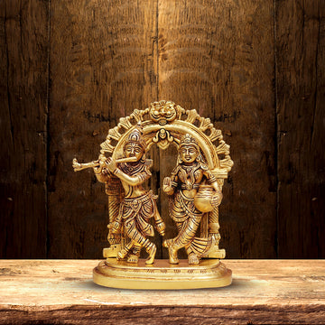 BRASS RADHA KRISHNA IDOL 8.6 INCHES