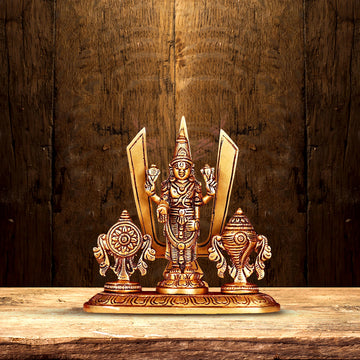 BRASS TIRUPATI BALAJI WITH SANKHA CHAKRA AND NAMAH