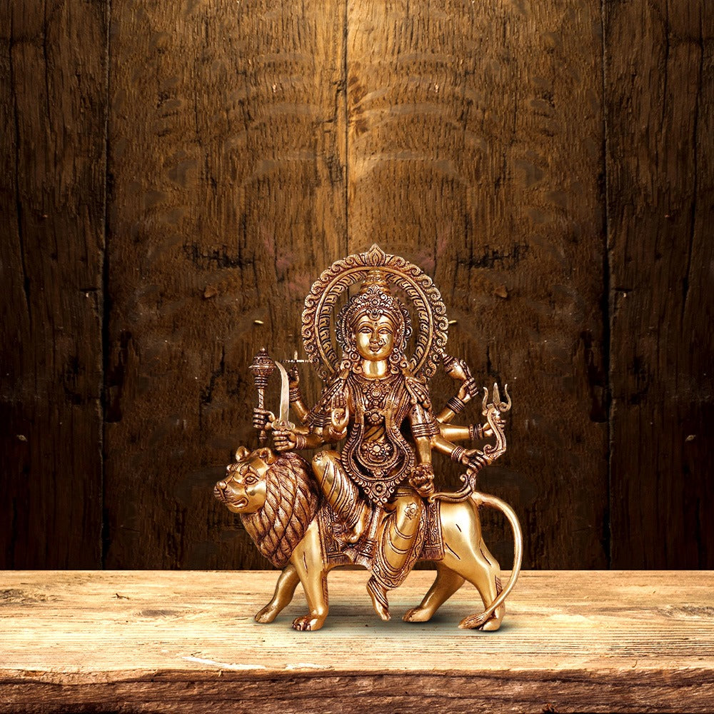 BRASS DURGA IDOL FOR HOME (14.5″)