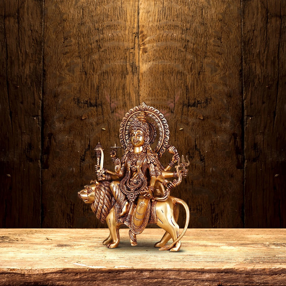 BRASS DURGA IDOL FOR HOME (14.5″)