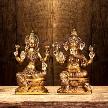 LAXMI GANESH BRASS MURTI HEIGHT 12.1 INCH